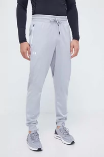 Under Armour spodnie dresowe kolor szary gładkie - Spodnie męskie - miniaturka - grafika 1
