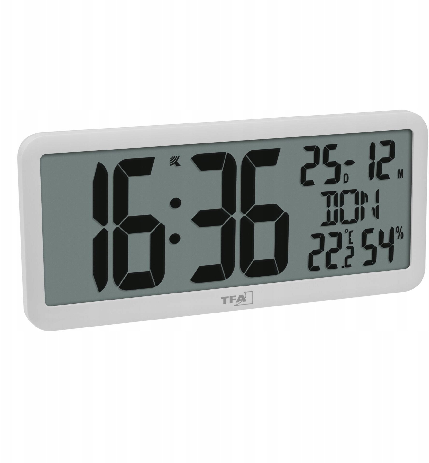TFA 60.4525.02 biały Cyfrowy zegar radiowy z klimatem pomieszczenia