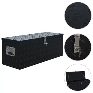 Aluminiowa skrzynia, 1085 x 370 x 400 mm, czarna - Skrzynki i torby narzędziowe - miniaturka - grafika 1