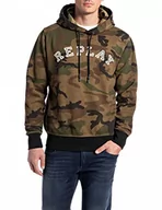 Bluzy męskie - Replay Męska bluza z kapturem, 020 Military/Brown/Black, XXL - miniaturka - grafika 1