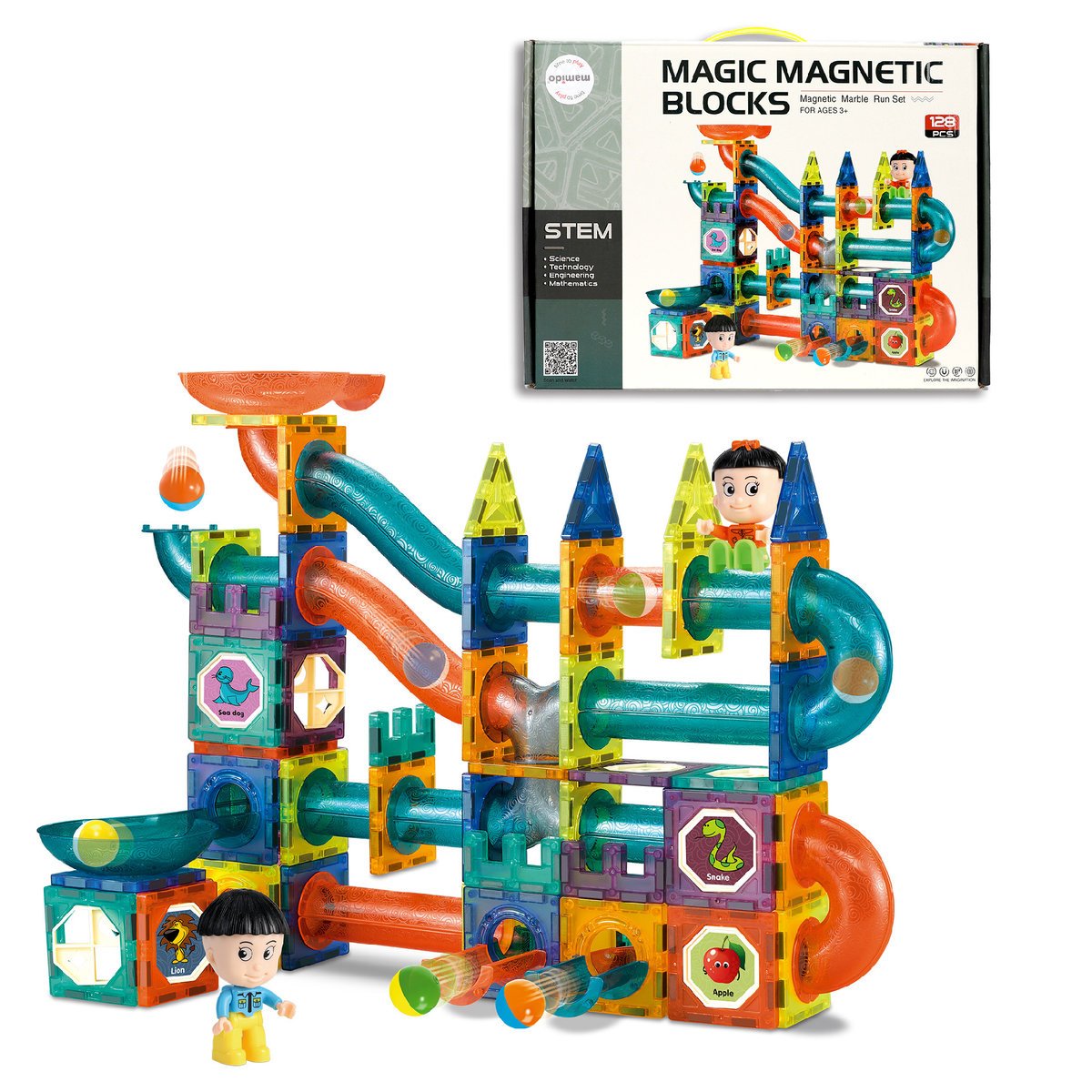 Magnetyczne klocki kulodrom 128 elementów