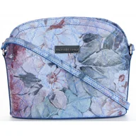 Torebki damskie - Vittoria Gotti Włoska Listonoszka Skórzana w modny wzór Kwiatów Niebieska - miniaturka - grafika 1