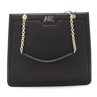 Torebki damskie - Armani Exchange Women's Madison, Torebka Sustainable, Gold Chain Handle Tote L, Black, czarny - miniaturka - grafika 1