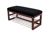 Ławki do przedpokoju - Ławka na buty LPG-5 115cm EMRAWOOD drewno lite kolor orzech siedzisko gładkie kolor czarny - miniaturka - grafika 1