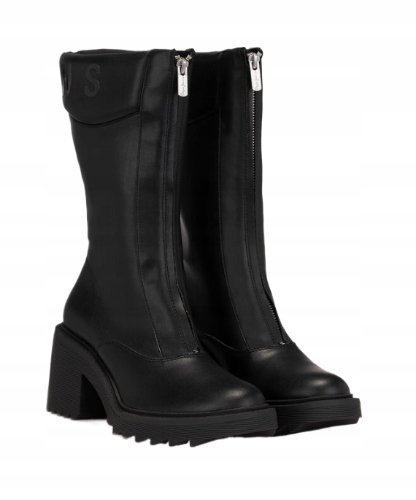 PEPE JEANS CZARNE BOTKI NA KLOCKU Z ZAPIĘCIEM NA ZAMEK 41 AWE