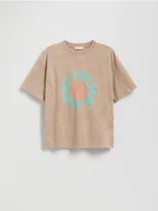 Koszulki dla chłopców - Reserved - T-shirt oversize - beżowy - miniaturka - grafika 1
