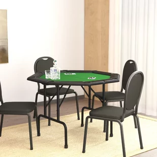 vidaXL Składany stół do pokera dla 8 osób, zielony, 108x108x75 cm - Stoły - miniaturka - grafika 1