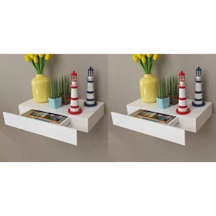 vidaXL vidaXL Półki wiszące z szufladami, 2 szt., białe, 48 cm - Półki do salonu - miniaturka - grafika 1