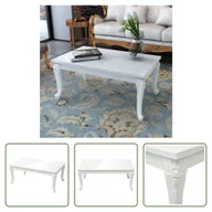 Ławy i stoliki kawowe - The Living Store stolik kawowy biały wysoki połysk 100x50x42 cm materiał drewnopochodny - miniaturka - grafika 1