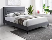 Łóżka - Łóżko tapicerowane MALAGA VELVET 140x200 szary - miniaturka - grafika 1