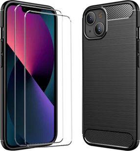 zestaw ochronny 2w1 dla Apple iPhone 7 / 8 / SE 2 składa się z 2x szklanego ochraniacza ekranu 9H i 1x silikonowego etui - pokrowiec w kolorze czarnym - Etui i futerały do telefonów - miniaturka - grafika 1