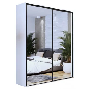 Przesuwna szafa z lustrem biała + czarne paski M7-T38 - Szafy Przesuwna szafa z lustrem biała + czarne paski M7-T38 - Szafy - miniaturka - grafika 1