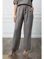Spodnie damskie - Fleur de Lin Lniane spodnie "Honas" w kolorze szarym - miniaturka - grafika 1