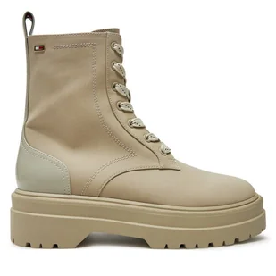 Trapery Tommy Hilfiger Flag Ventile Lace Up Boot FW0FW08287 Beżowy - Botki damskie - miniaturka - grafika 1