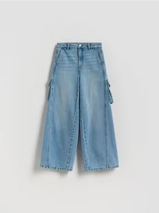 Reserved - Jeansy super wide leg z kieszeniami cargo - niebieski - Spodnie i spodenki dla dziewczynek - miniaturka - grafika 1