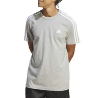 Koszulki sportowe męskie - Koszulka adidas Essentials Single Jersey 3-Stripes IC9337 - szara - Adidas - miniaturka - grafika 1