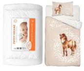 Pościel dla dzieci - Komplet do łóżeczka kołdra pościel podusia 100x135 koń beż - miniaturka - grafika 1