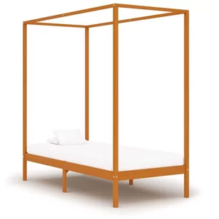 vidaXL Rama łóżka z baldachimem, miodowy brąz, lita sosna, 100x200 cm - Łóżka - miniaturka - grafika 1
