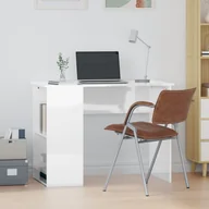 Biurka - vidaXL Biurko, białe z połyskiem, 100x55x75cm, materiał drewnopochodny - miniaturka - grafika 1