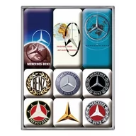 Dekoracje domu - Art Nostalgic 83103 Mercedes-Benz-logo Evolution | zestaw retro (9teilig) | lodówka magnesy-| Vintage, tworzywo sztuczne, kolorowy, 7 x 9.3 x 2 cm 83103 - miniaturka - grafika 1