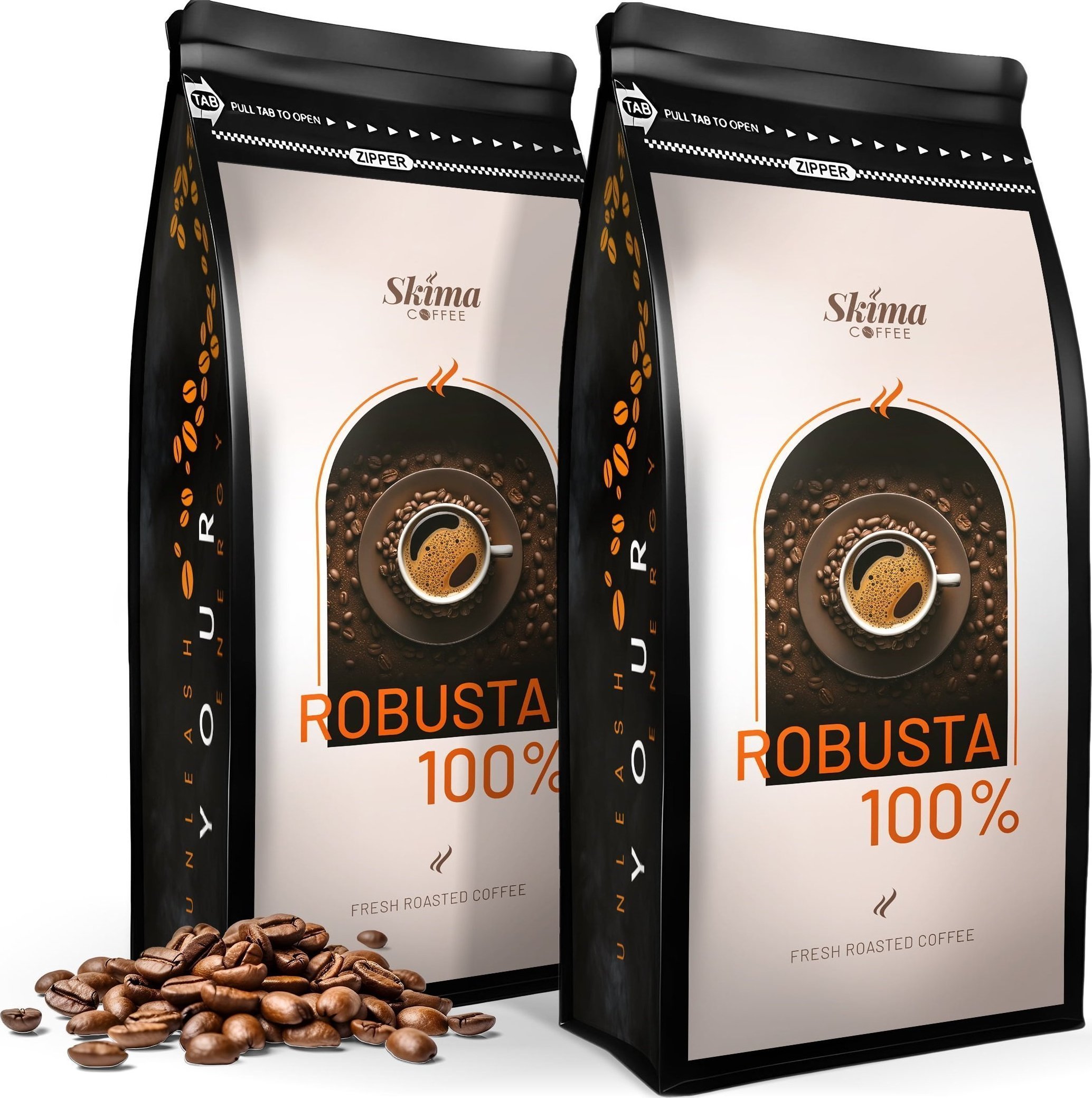 Zestaw Kawa ziarnista 1kgX2 ROBUSTA 100% Świeżo Palona do ekspresu + GRATIS