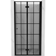 Ścianki i drzwi prysznicowe - Mexen Mist-F drzwi prysznicowe składane prawe 80 cm, czarna kratka, czarne - 8A6-080-000-70-77-P - miniaturka - grafika 1