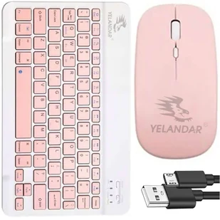 Zestaw Klawiatura + Myszka bezprzewodowa mysz do laptopa PC Bluetooth AN-030 cicha slim Różowo-biała - Zestawy myszka + klawiatura - miniaturka - grafika 1