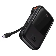 Powerbanki - Baseus Qpow power bank 10000mAh wbudowany kabel USB Typu C 22.5W Quick Charge SCP AFC FCP czarny (PPQD020101) - miniaturka - grafika 1
