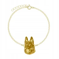 Bransoletki - Bransoletka Złota z psem Owczarek Niemiecki Czarny 925 Prezent GRAWER - miniaturka - grafika 1