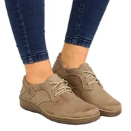 Półbuty damskie - Półbuty skórzane komfortowe Helios 715 beżowe beżowy - miniaturka - grafika 1