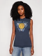 Bluzki damskie - Tommy Jeans Bluzka Basketball DW0DW09821 Granatowy Relaxed Fit - miniaturka - grafika 1