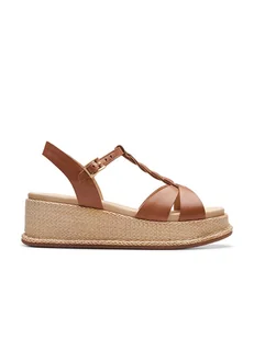 Clarks Skórzane sandały "Kimmei Twist" w kolorze jasnobrązowym na koturnie - Sandały damskie - miniaturka - grafika 1
