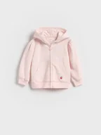 Bluzy dla dziewczynek - Reserved - Bawełniana bluza z haftem - pastelowy róż - miniaturka - grafika 1