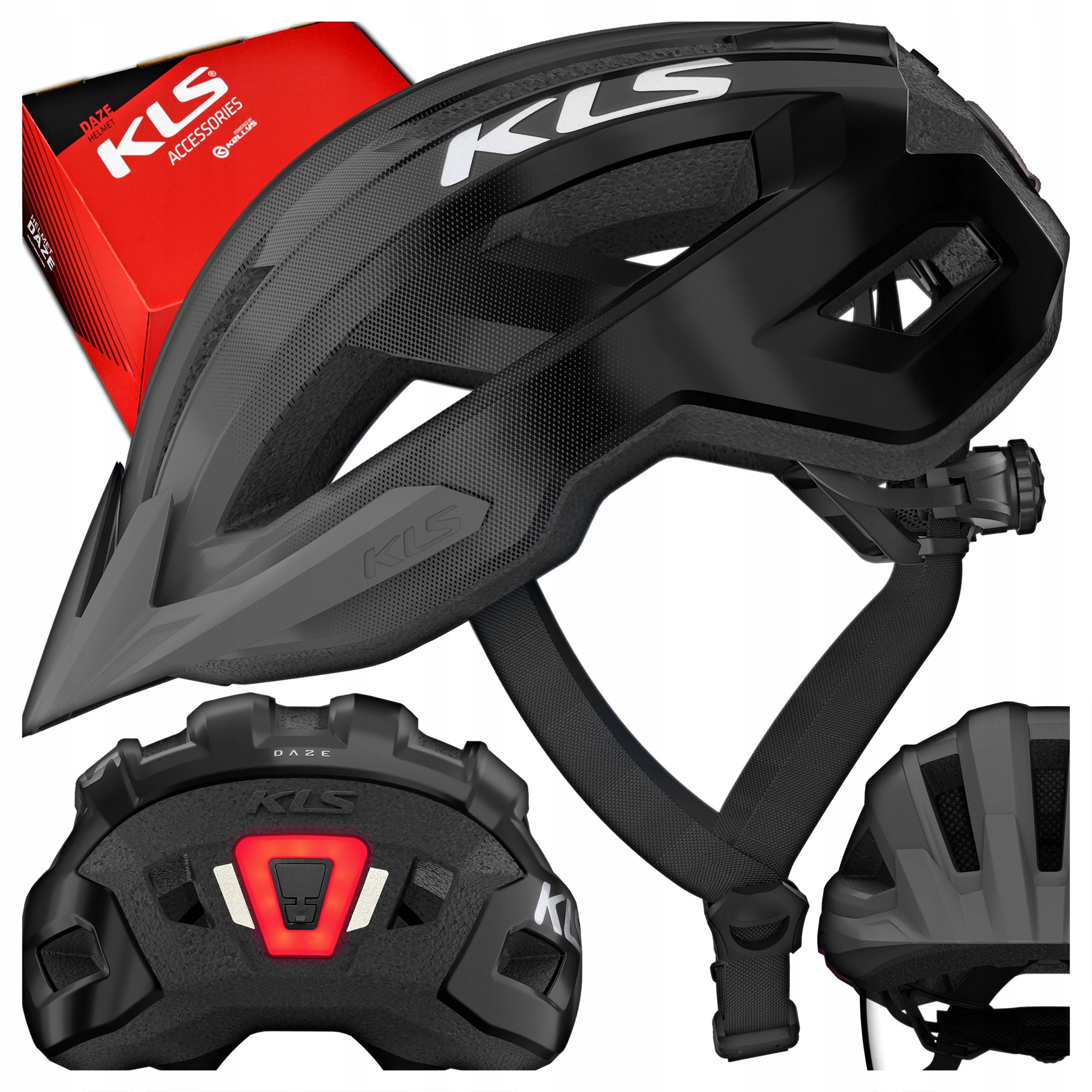 Kask Rowerowy Kellys Daze Lumio Z Tylną Lampką Black Czarny L/XL 58-61 cm
