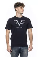 Koszulki męskie - 19V69 ITALIA Męski t-shirt Rayan Navy Blue, niebieski, średni (8 sztuk), niebieski, M - miniaturka - grafika 1