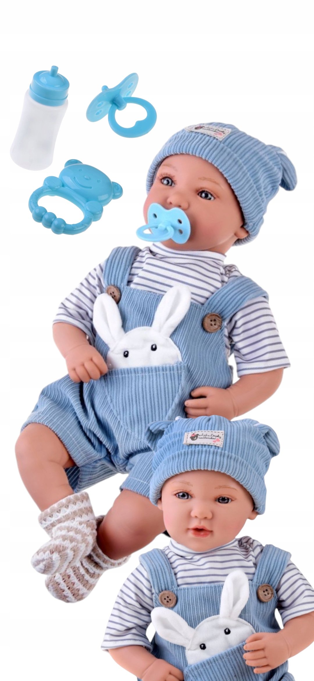 Duża Realistyczna Lalka Miękka Gumowa Interaktywna Płaczę Mówi Bobas 46CM