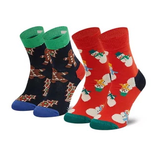 Skarpetki damskie - Happy Socks Zestaw 2 par wysokich skarpet dziecięcych XKHOL02-6500 Czerwony Granatowy - grafika 1