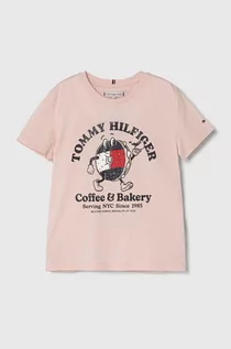 Koszulki dla dziewczynek - Tommy Hilfiger t-shirt bawełniany dziecięcy kolor różowy - grafika 1