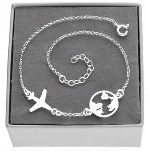 Srebrna bransoletka samolot z kulą ziemską ziemia globus srebro 925 - Bransoletki - miniaturka - grafika 1
