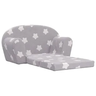 2-osobowa sofa dla dzieci, rozkładana, szara w gwiazdki, plusz Lumarko! - Sofy i kanapy - miniaturka - grafika 5