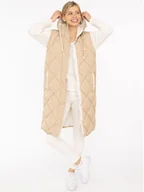 Kamizelki damskie - Zwillingsherz Kamizelka pikowana "Love Print" w kolorze beżowym - miniaturka - grafika 1