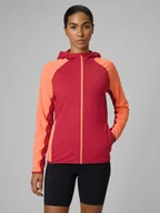 Bluzy damskie - 4F Bluza trekkingowa slim z kapturem damska - czerwona XS - miniaturka - grafika 1
