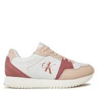 Sneakersy damskie - Sneakersy Calvin Klein Jeans Runner Low Lace Mix Ml Btw YW0YW01436 Biały - miniaturka - grafika 1