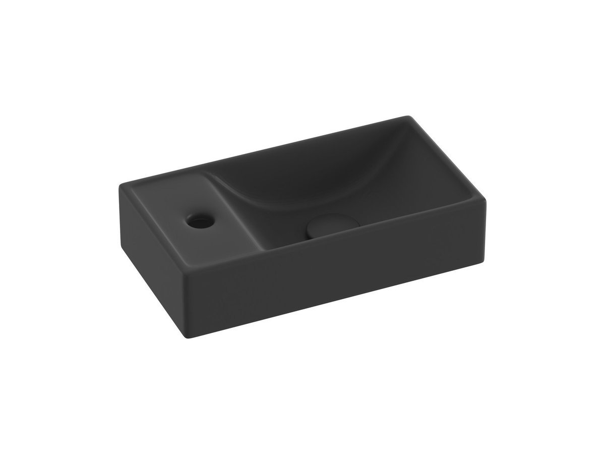 Ravak Prostokątna umywalka ceramiczna Veda 400 Slim Wall L czarny mat 1szt