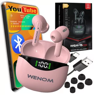 Wenom WGM 15pro ENC TWS różowe - Słuchawki - miniaturka - grafika 1