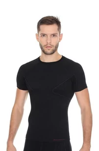 Koszulka termoaktywna męska Brubeck Active Wool SS11710 czarny - Koszulki sportowe męskie - miniaturka - grafika 1