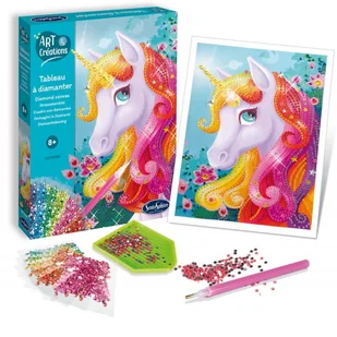 Zestaw artystyczny Obraz z diamentami Jednorożec, SentoSphere - Zabawki kreatywne - miniaturka - grafika 1