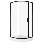 Kabiny prysznicowe - Kabina prysznicowa z brodzikiem Solid RPS 90 BL szkło transparentne 6 mm, profole czarne KERRA - miniaturka - grafika 1