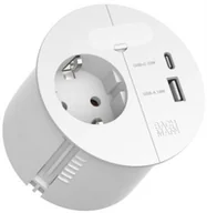 Gniazdka elektryczne - BACHMANN LOOP IN CHARGE 1xCEE7/3 ws, 1x USB A/C 22W 1xKBD 0,2m - miniaturka - grafika 1