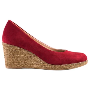 Zamszowe Czółenka VINCEZA czerwone - Vinceza - Czółenka - miniaturka - grafika 1